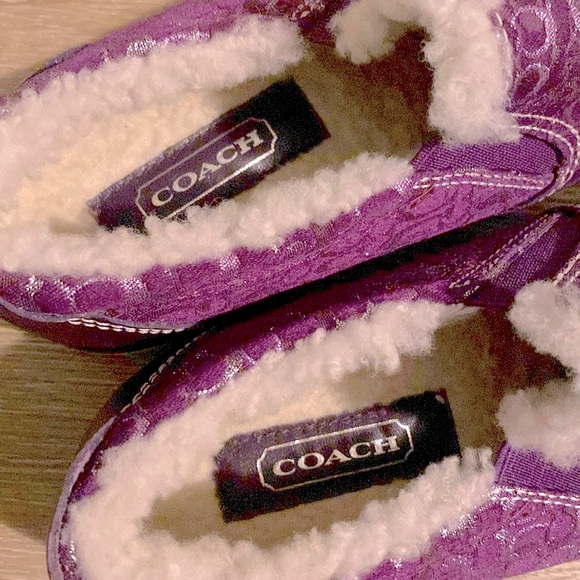 [Coach] Signature Shearling Flat Sneaker Tennis Shoes in Purple Lilac Womens 5.5 - Picture 10 of 15